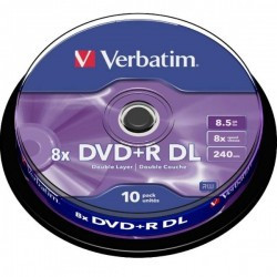 DVD+RDL VERBATIM DOBLE CAPA  8,5 GB 240min. 8x TARRINA 10unds.