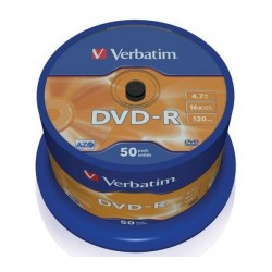 DVD-R VERBATIM 4,7 GB 120min. 16x TARRINA 50unds.